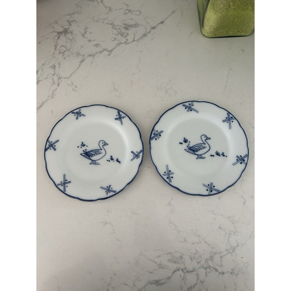 2 BIA Cordon bleu C. Steele De Chine (COB1) Hand Painted Duck 7 1/8” Salad Plate
